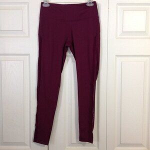 YOGALICIOUS Size Small Maroon Leggings Athletic Athleisure Workout Gym Sheer